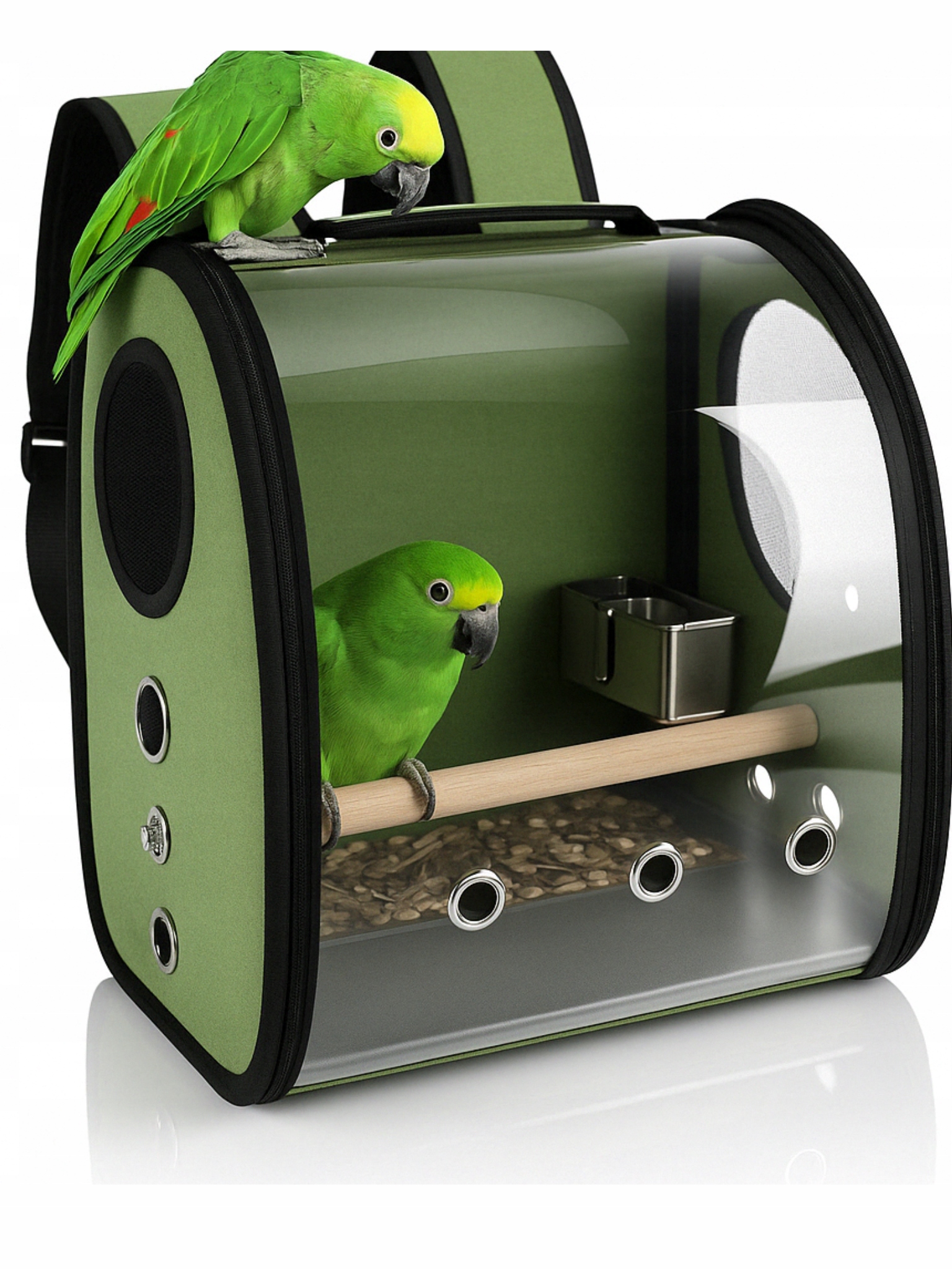 Levně Batoh pro přepravu papoušků zelený vel L – pro střední a menší papoušky