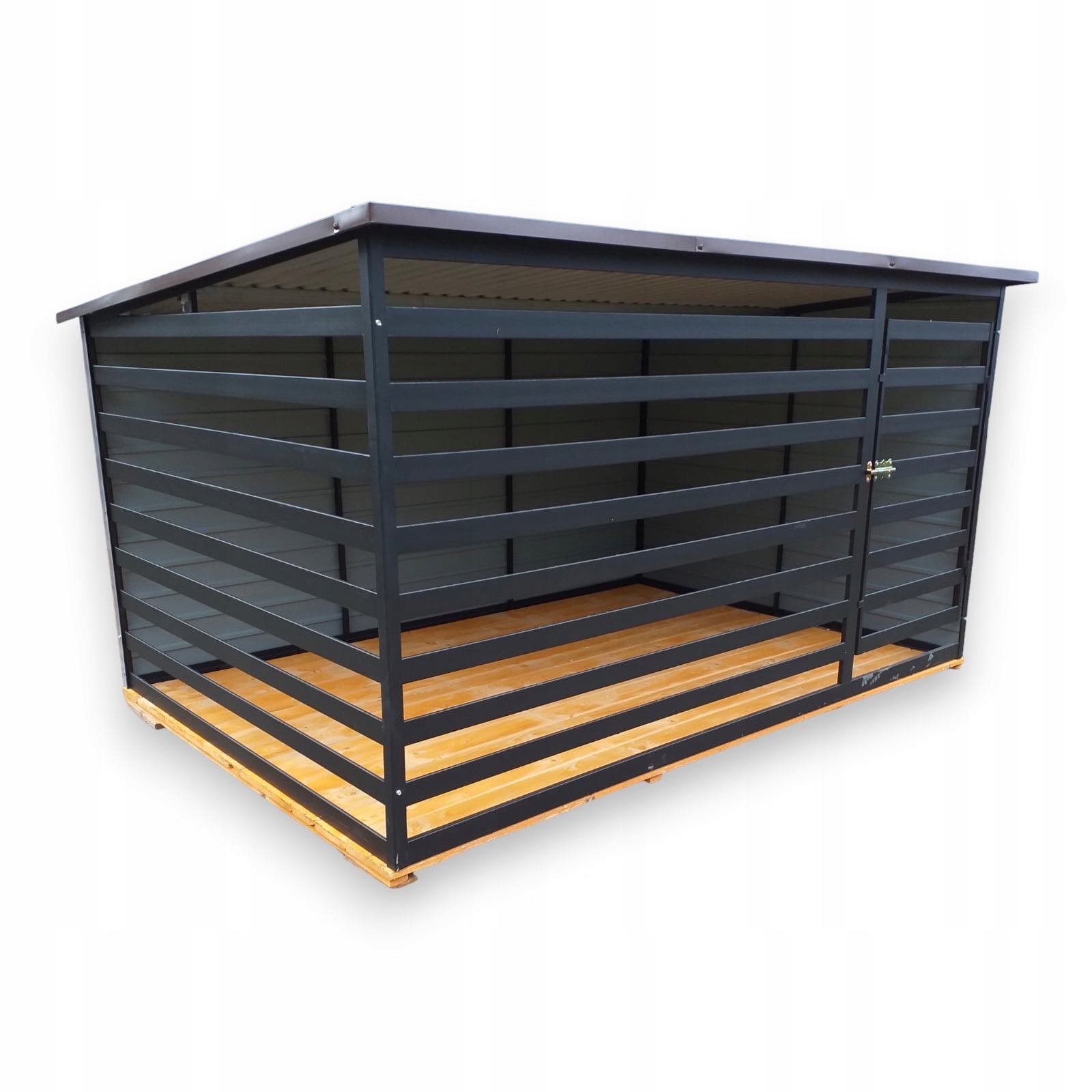 Levně Kotec box pro psa 3×2.5 m grafit vchod z pravé strany