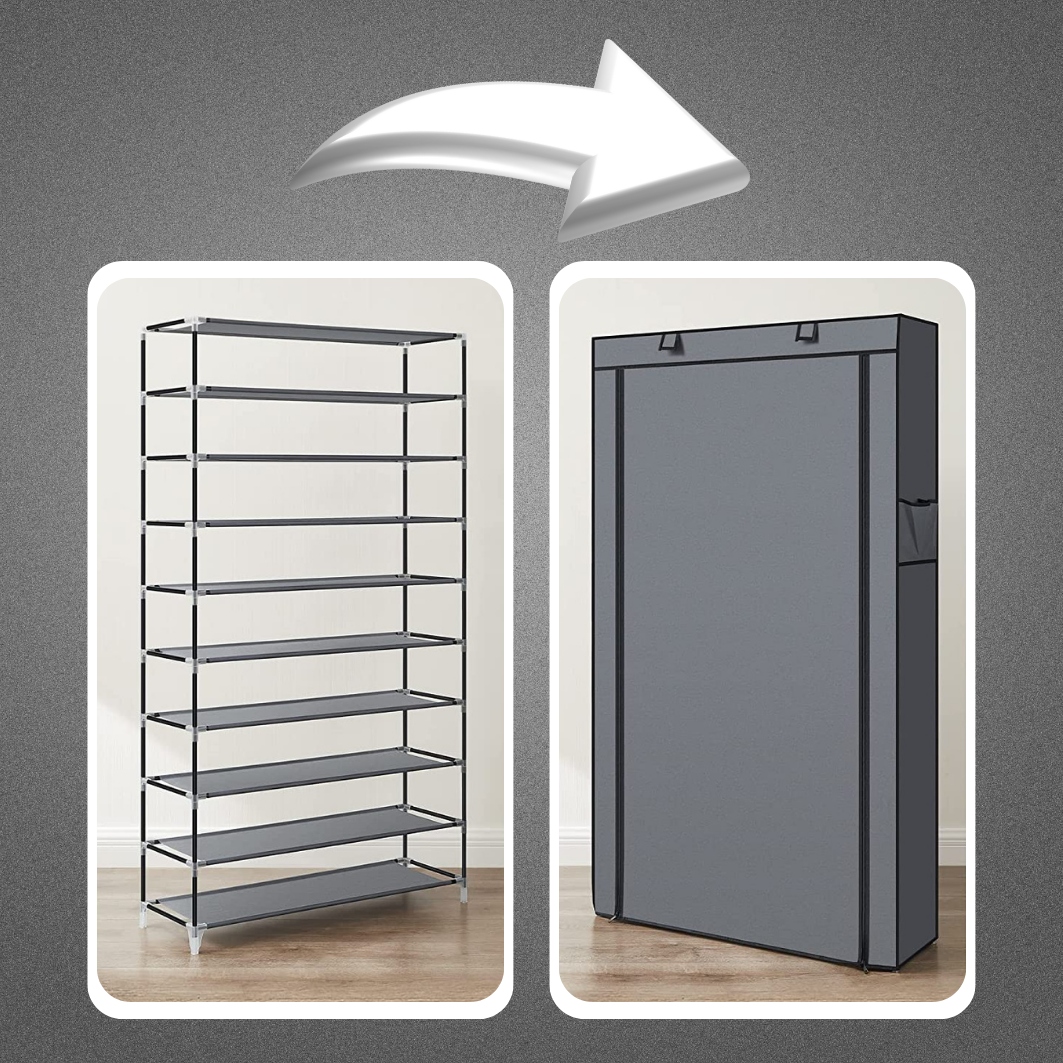 SZAFKA NA BUTY MATERIAŁOWA OBUWIE PÓŁKA REGAŁ XL ORGANIZER 9 PÓŁEK Szerokość mebla 60 cm