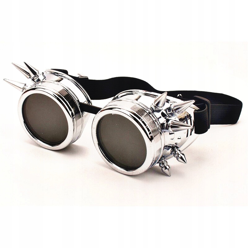 

Gogle Steampunk Motocyklowe Srebrne Kolce Impreza