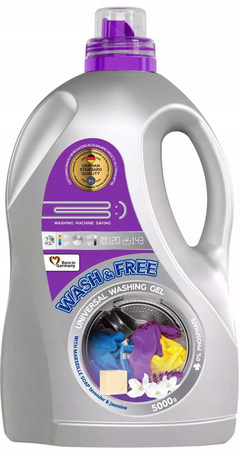 

Wash & Free Niemiecki żel do prania 143 Prań, 5 kg