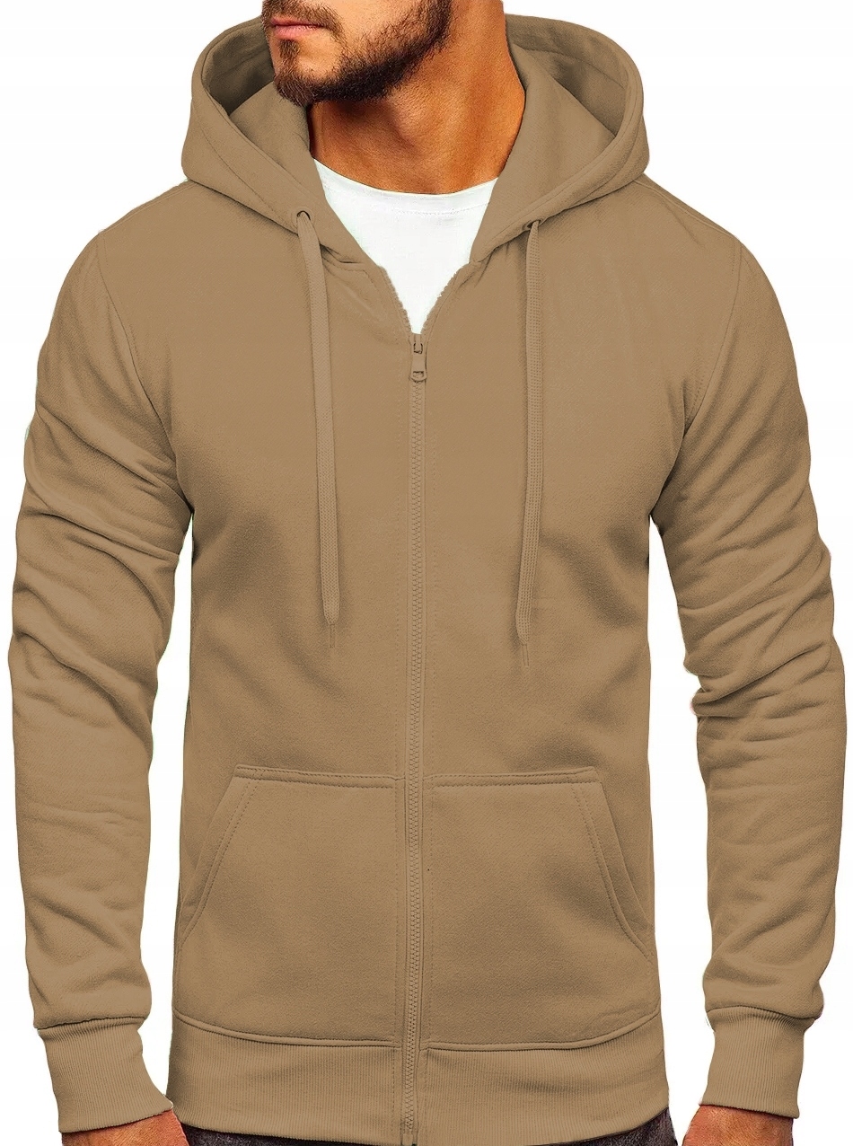 MĘSKA BLUZA Z KAPTUREM ROZPINANA KIESZENIE CIEPŁA