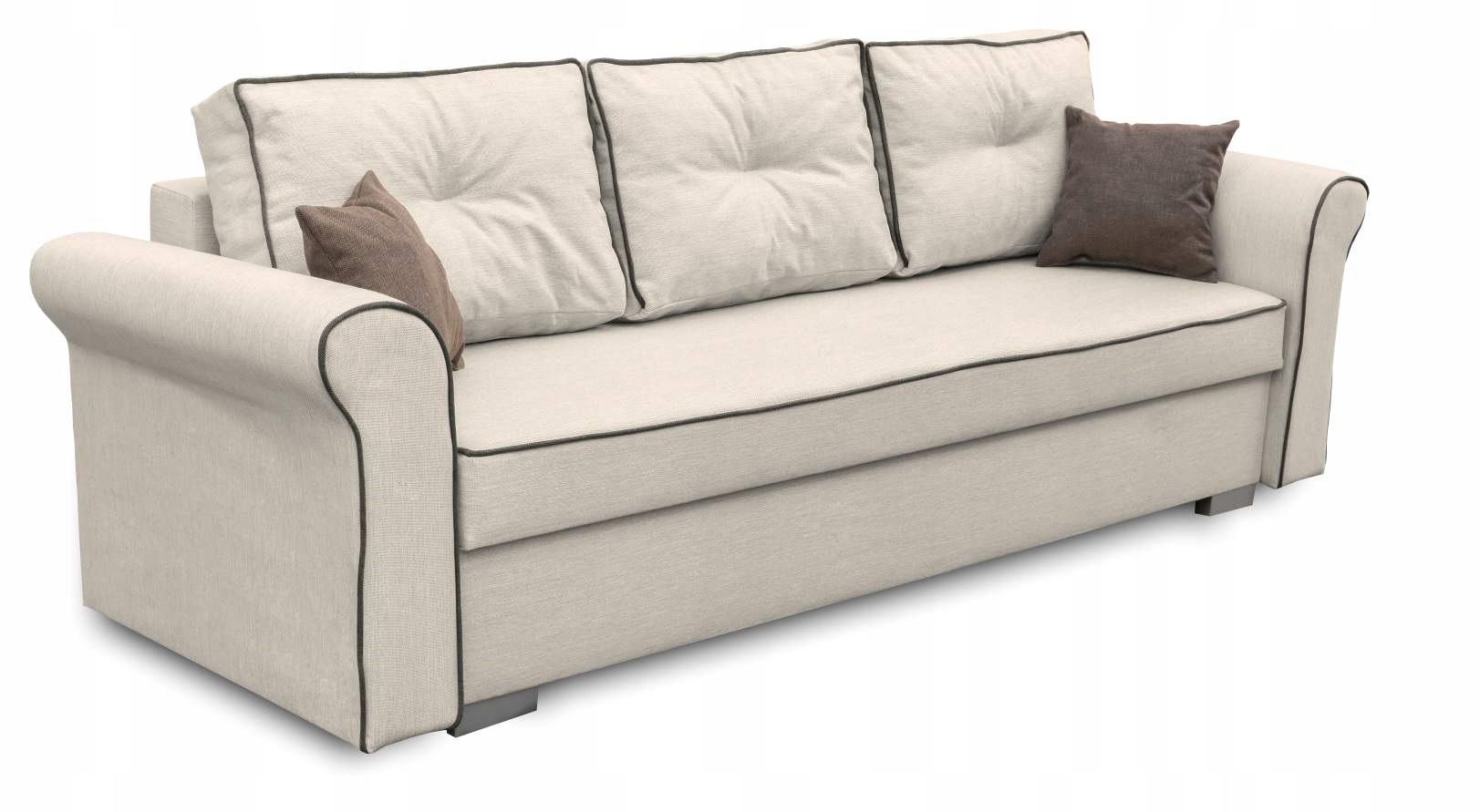 Rozkládací pohovka, funkce spaní, úložný prostor na povlečení Merida Krémová