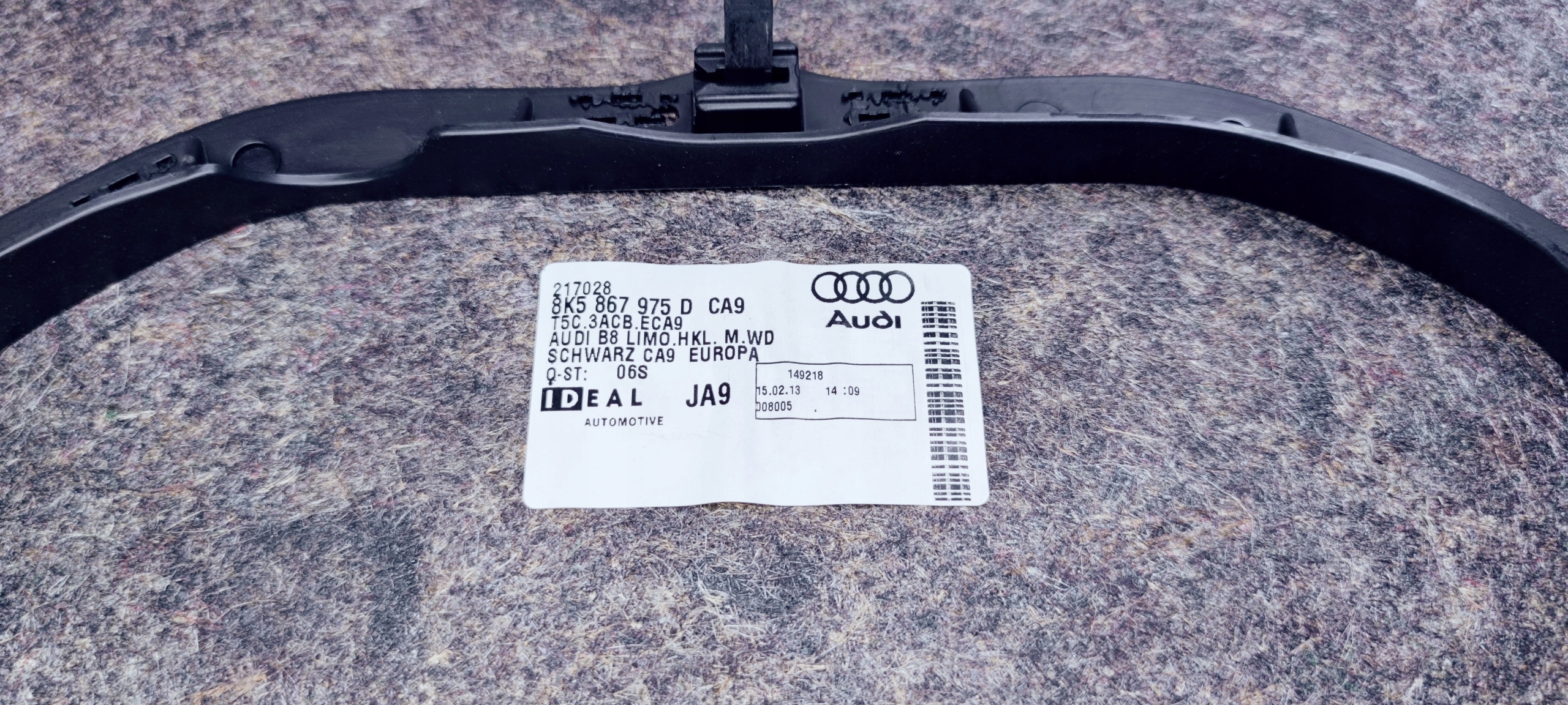 upholstery bonnet rear part AUDI A4 B8 sedan 8K5867975D CA9