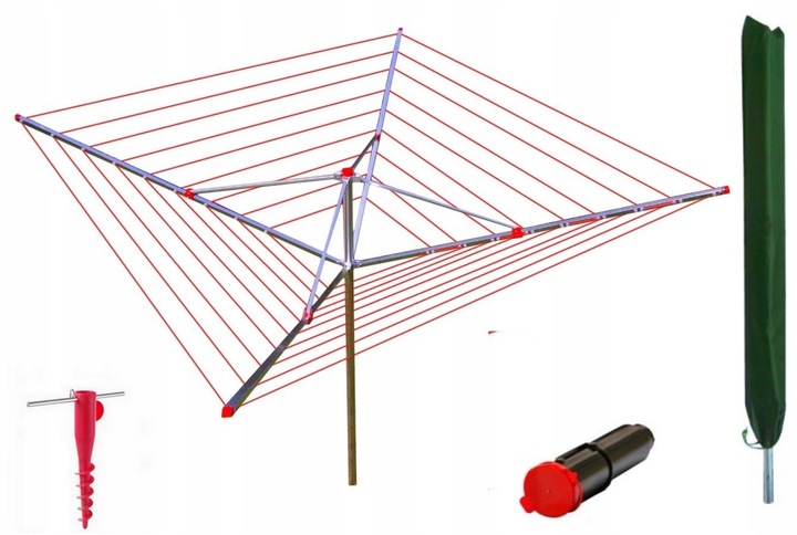 Suszarka Ogrodowa Do Bielizny Kotwy Pokrowiec Czerwona 50m
