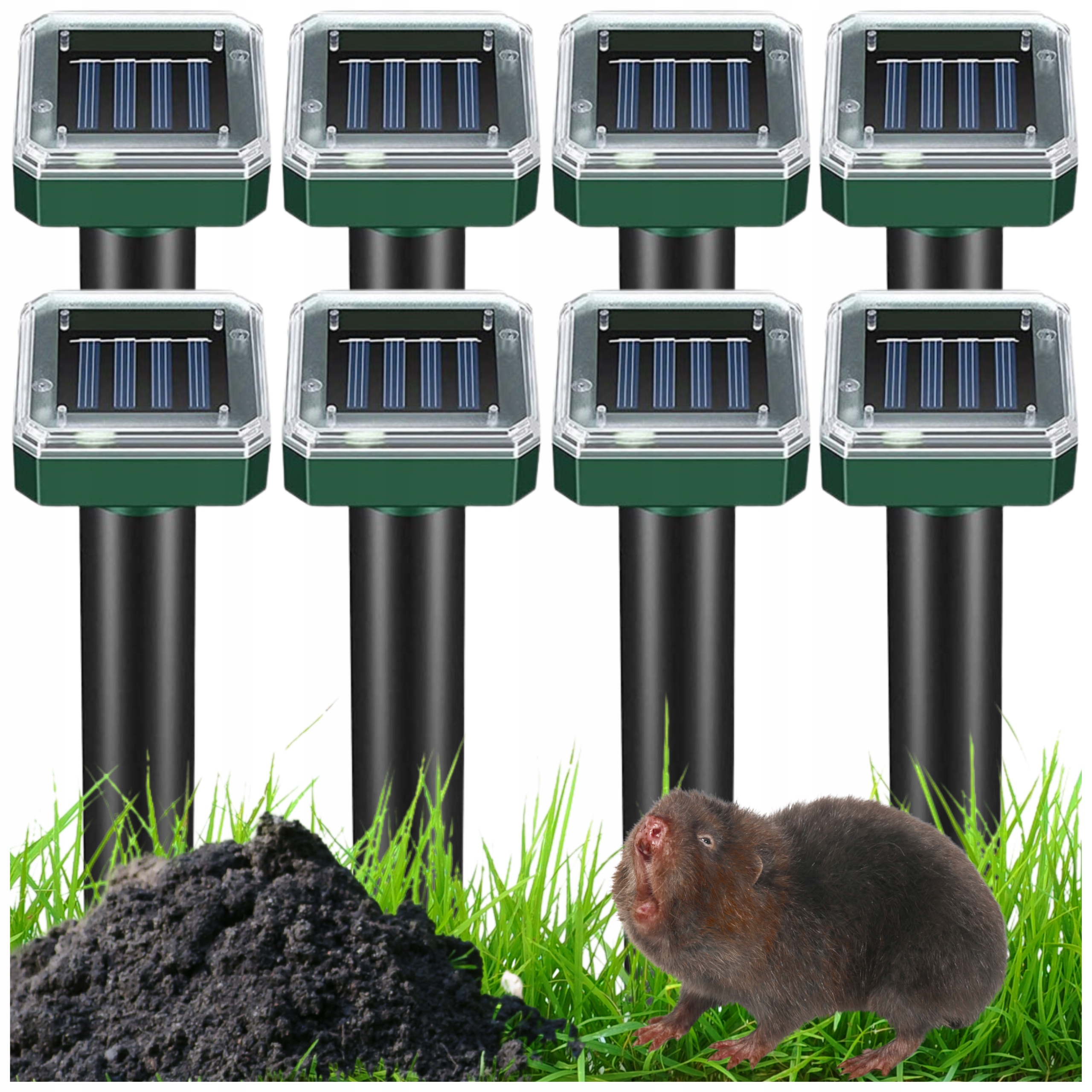 8x Odstraszacz Solarny Na Krety Gryzonie Myszy Nornice Kuny Silny Skuteczny