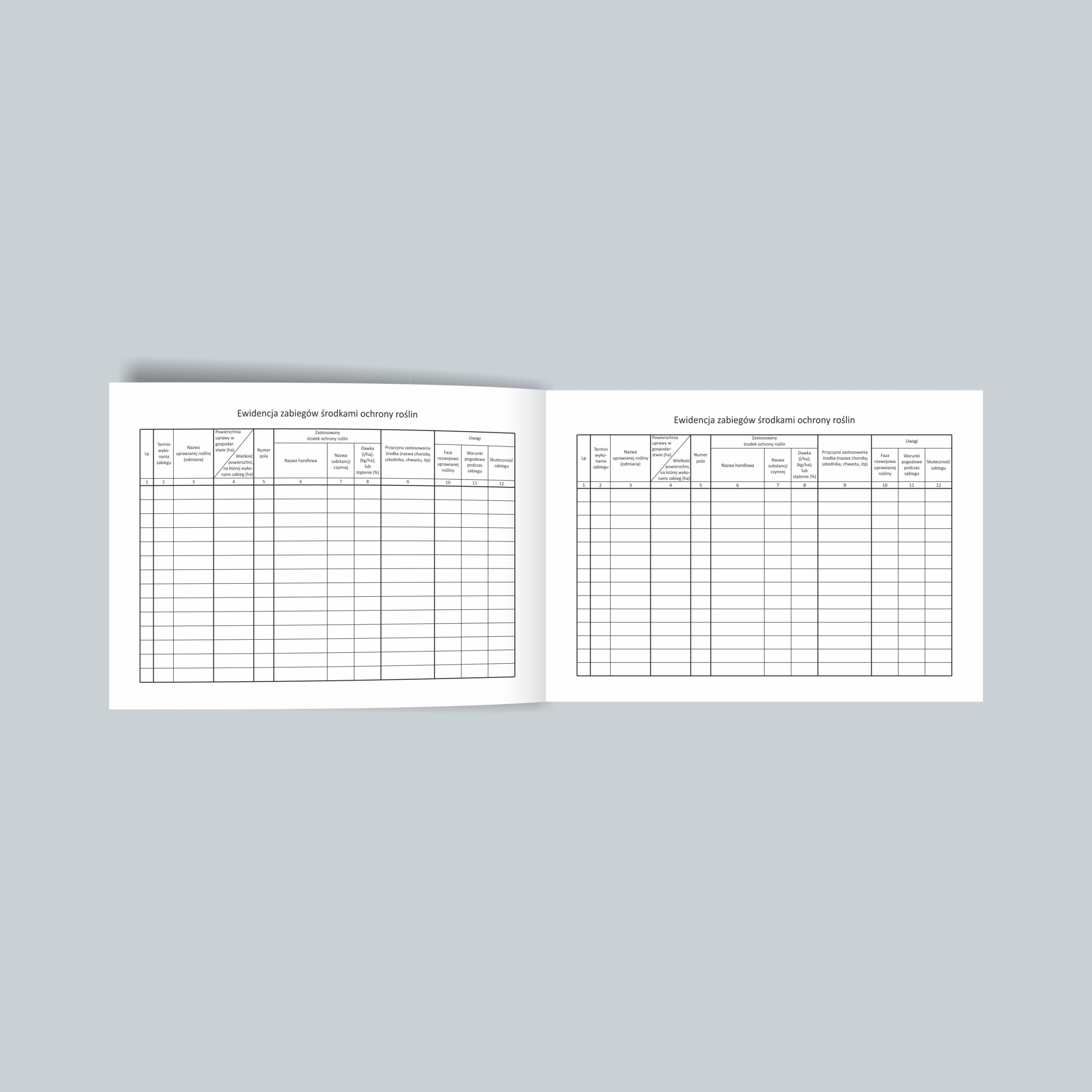 Ewidencja zabiegów środkami ochrony roślin A4 Kod producenta 410