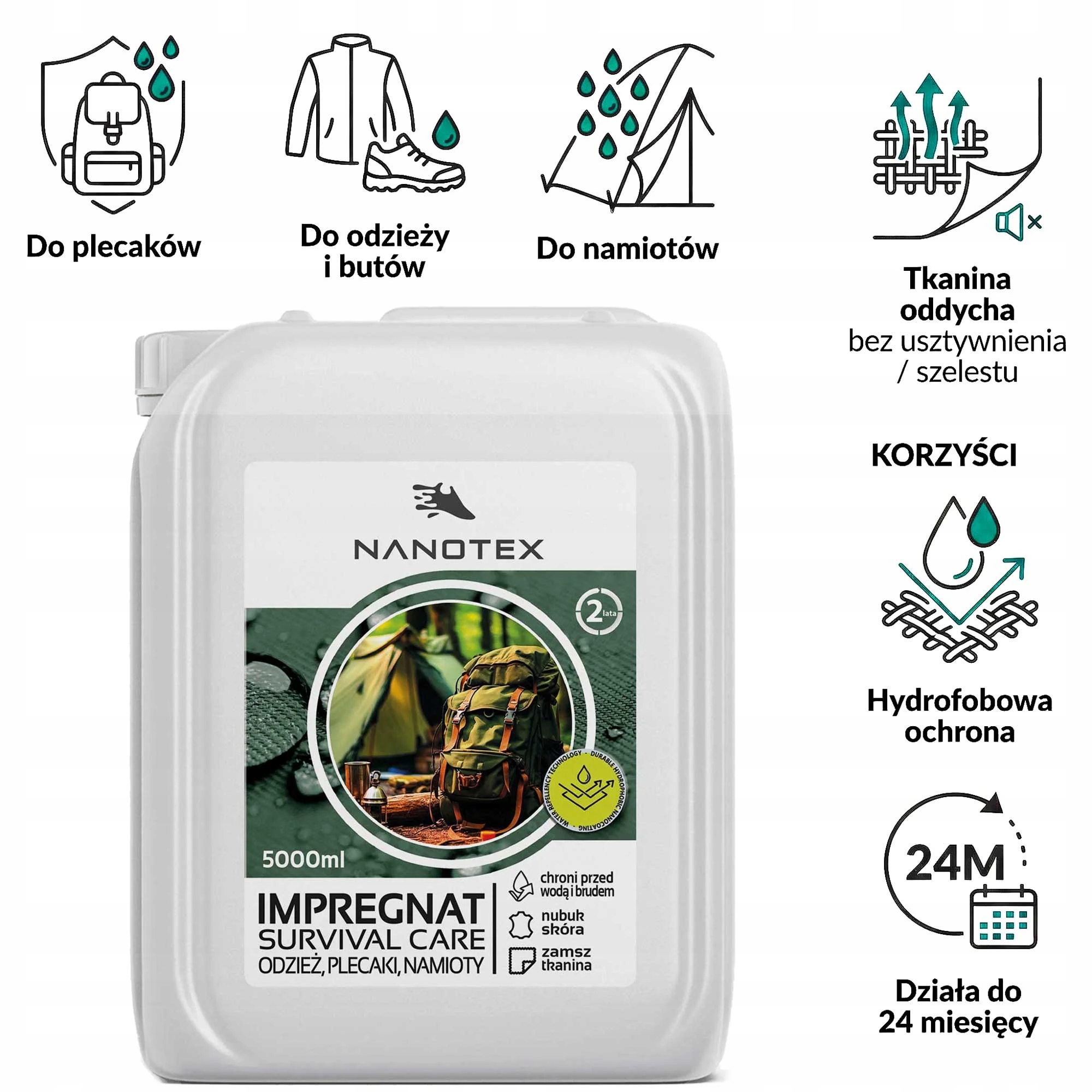 Impregnát Nanotex Survival Care pro stany a oděvy 5L