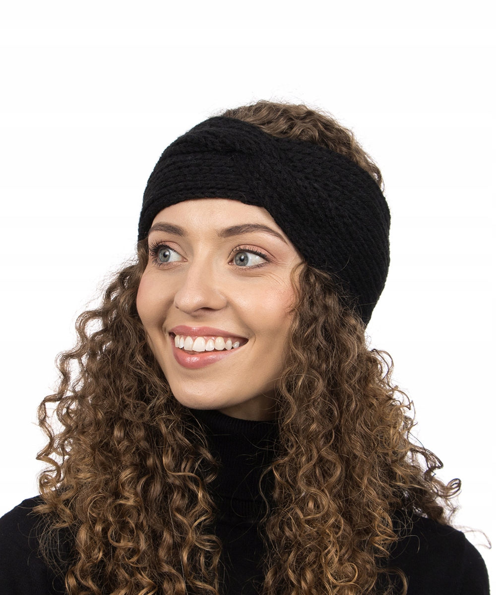 

Czarna Opaska Na Głowę Uszy Ciepła Miękka Szeroka