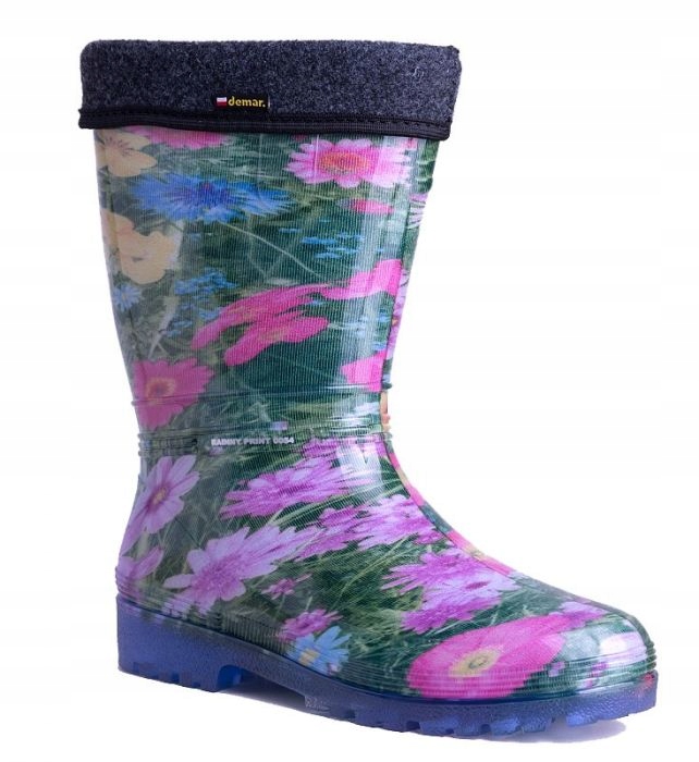 Dámské zateplené holínky Demar Rainny Lux Print 0546 E louka, vel. 40/41