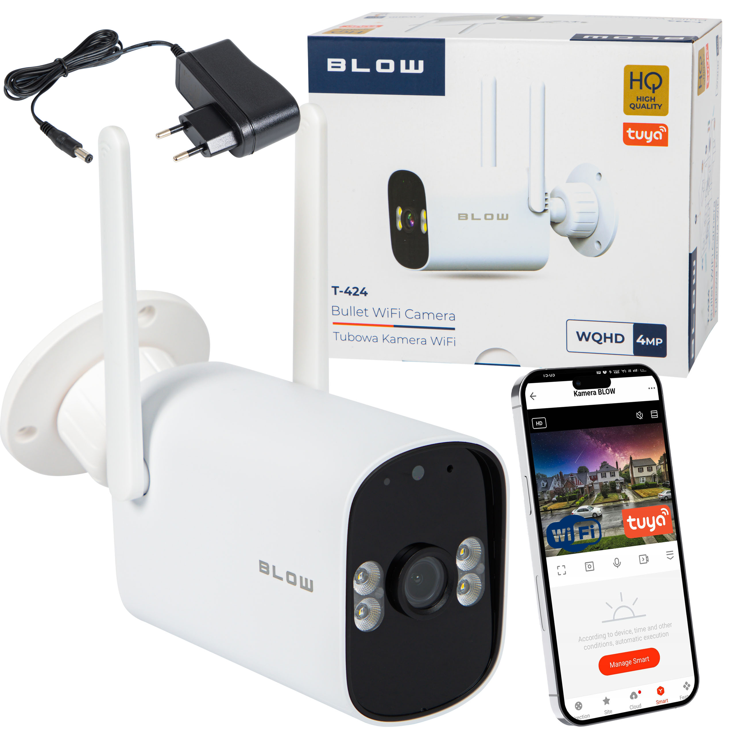 Kamera Zewnętrzna Tubowa Wifi Ip 4MP Wqhd Detekcja Onvif Audio Tuya Smart