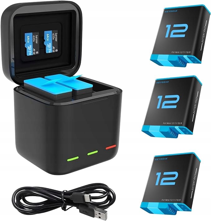 Nabíječka Akumulátorů Pro Gopro Hero 12 3-KANÁLOVÁ Reygeak