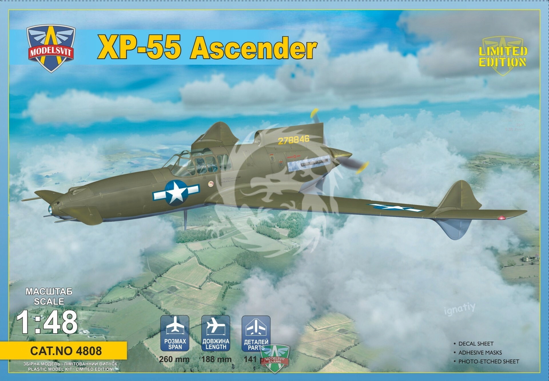 XP-55 Ascender Modelsvit 4808 měřítko 1/48