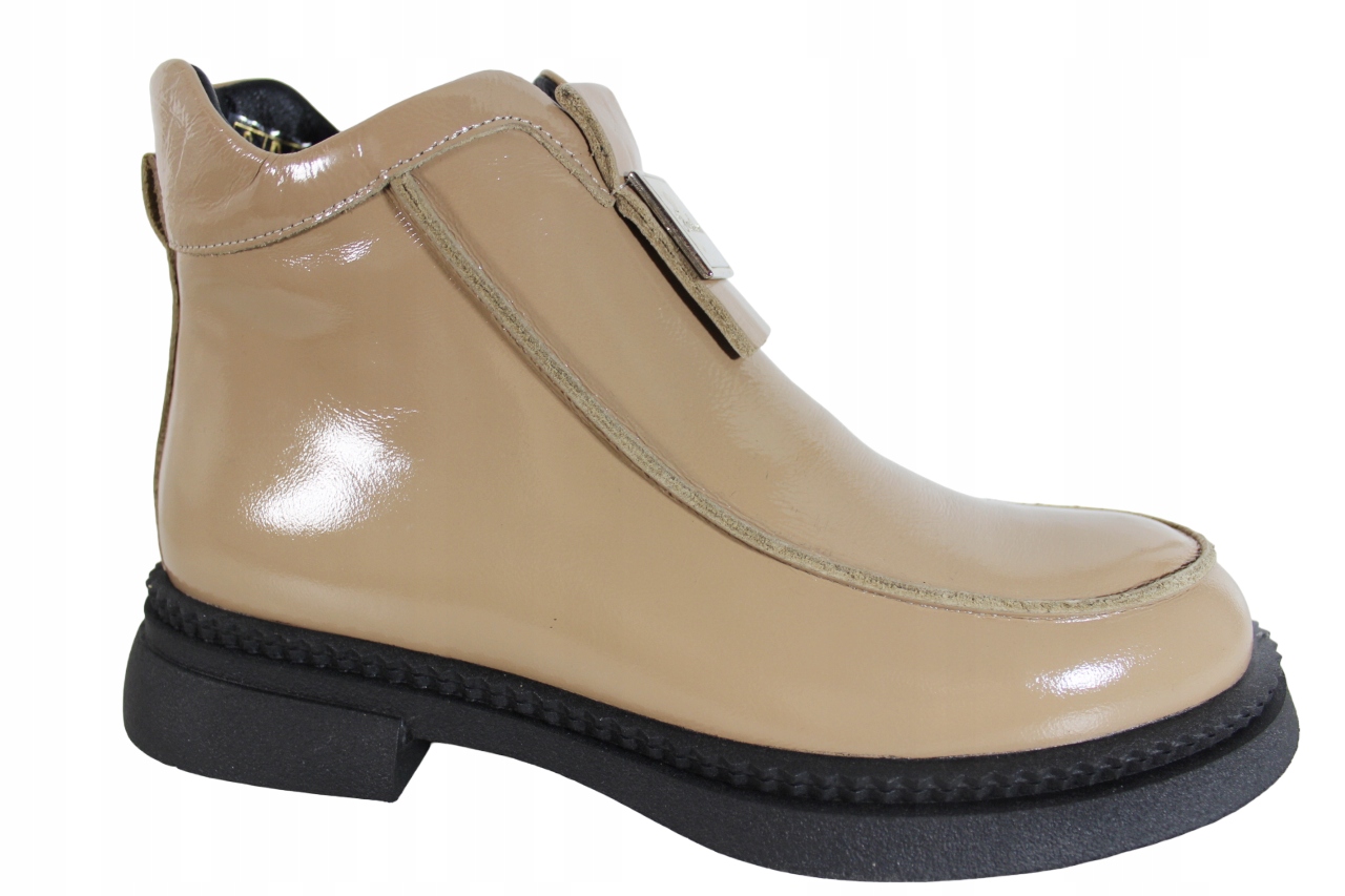 Botki Ravini 148.1608 R.38 Skóra Beż Lakier