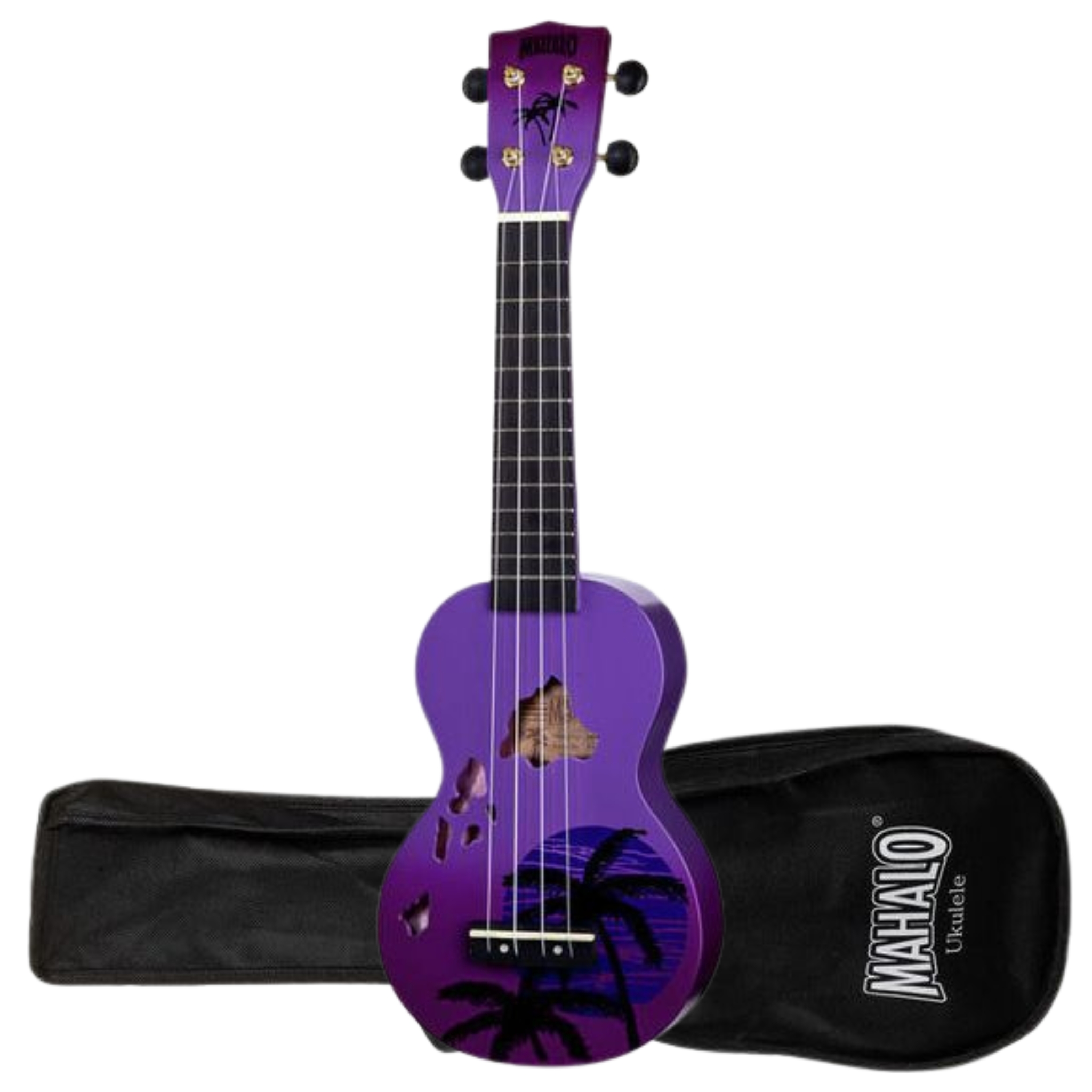 Sopránové ukulele Mahalo Hawaii Purple pouzdro Sengon 12 pražců fialové