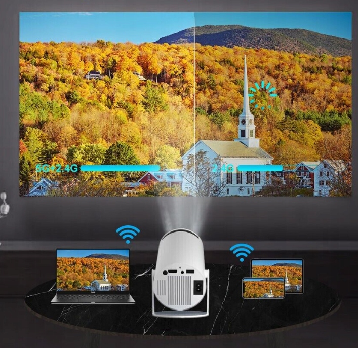 PROJEKTOR DOMOWY OBROTOWY ANDROID TV WIFI FULL HD PRZENOŚNY GŁOŚNIK WYJAZDY Kontrast (x:1) 4000