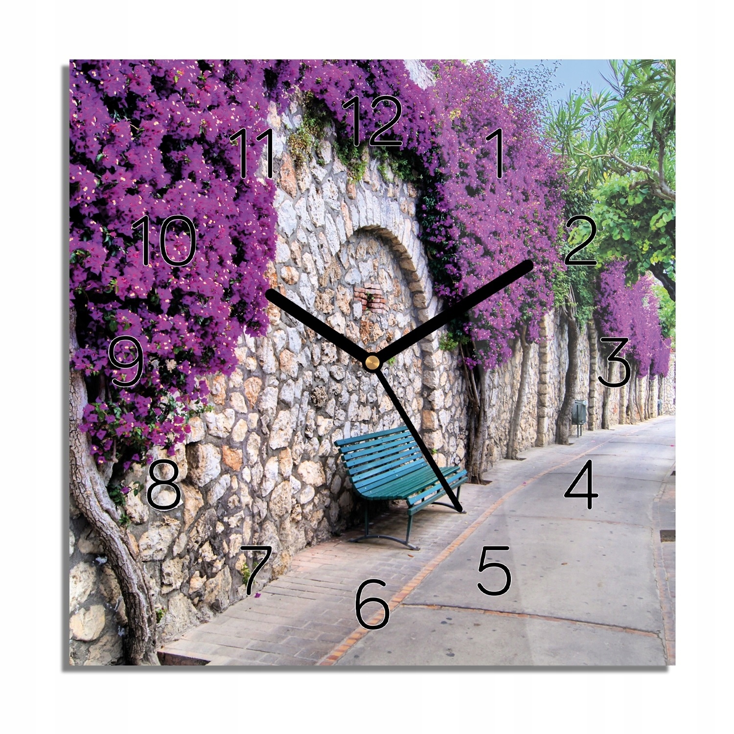 

Bugenwilla mur aleja foto-zegar do jadalni 30x30