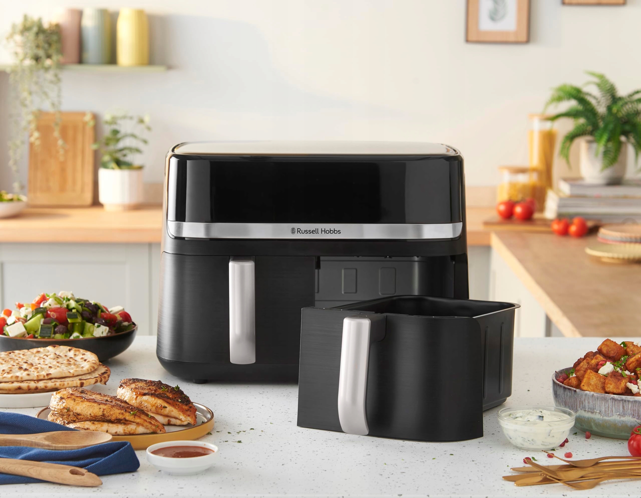 RUSSELL HOBBS Frytkownica Beztłuszczowa Satisfry Dual 9L Czarna Srebrna — miniatura 9