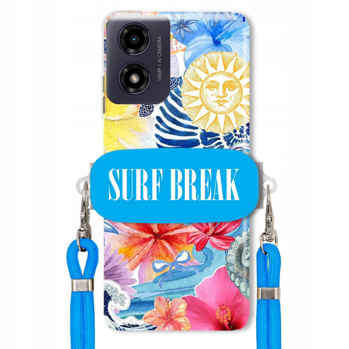 Puzdro pre Motorola G04 Modré Crossbody vodítko držiak Surf Break Lata