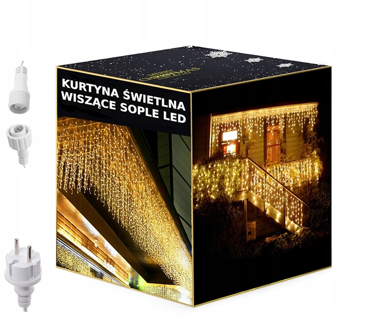 

300 Led Lampki Gruby Kabel IP44 Sople Białe Flash