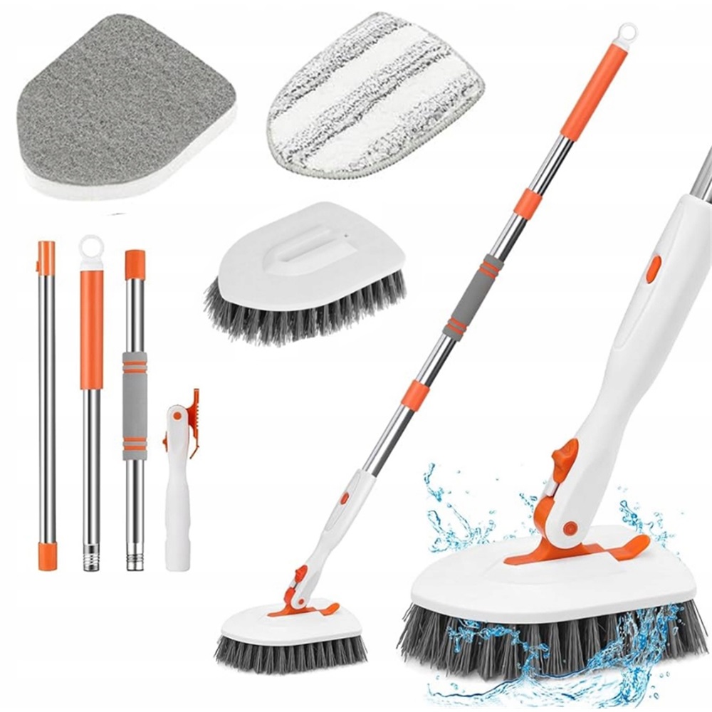 Levně Kartáč Do Koupelny 3V1 Teleskopická Regulace 133 CM Otočná Hlava 180°