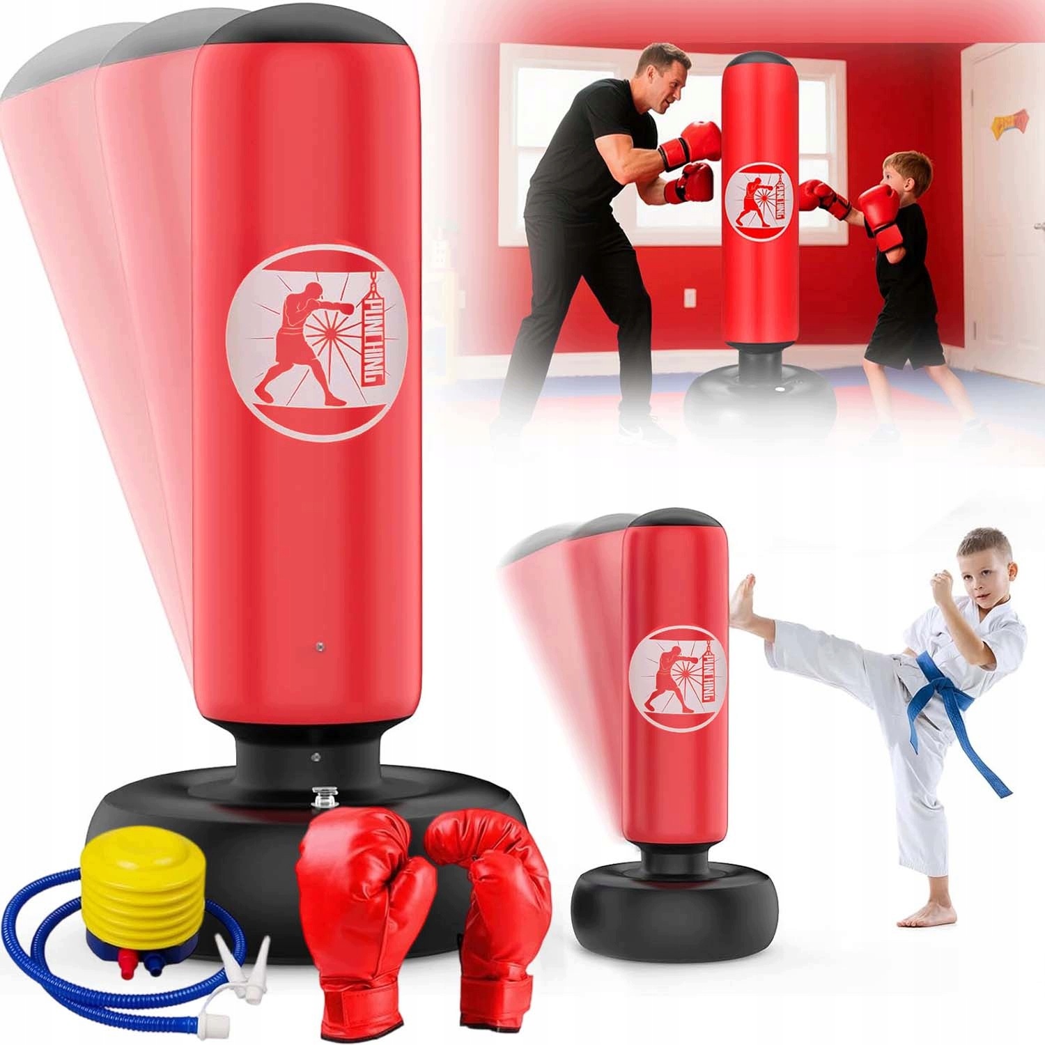 Nafukovací Boxovací Pytel Volně Stojící Boxovací Karate Mma Kickbox