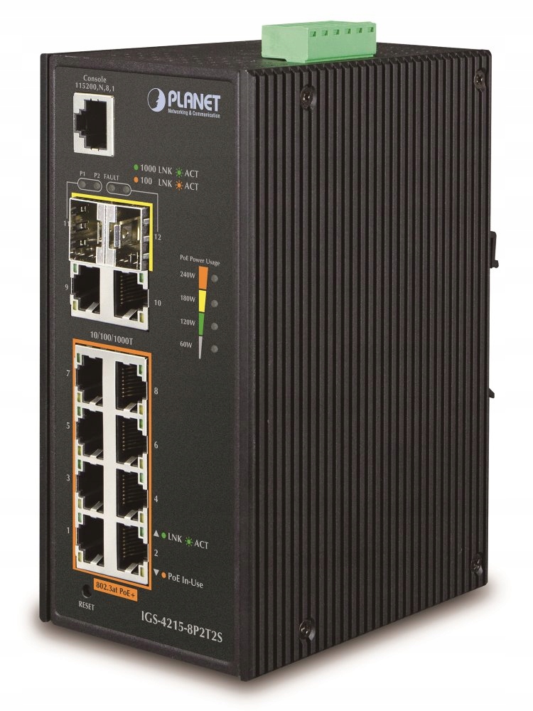 Planet IGS-4215-8P2T2S Gigabit PoE switch 10x Tp (8x PoE) 2x Sfp, 802.3at