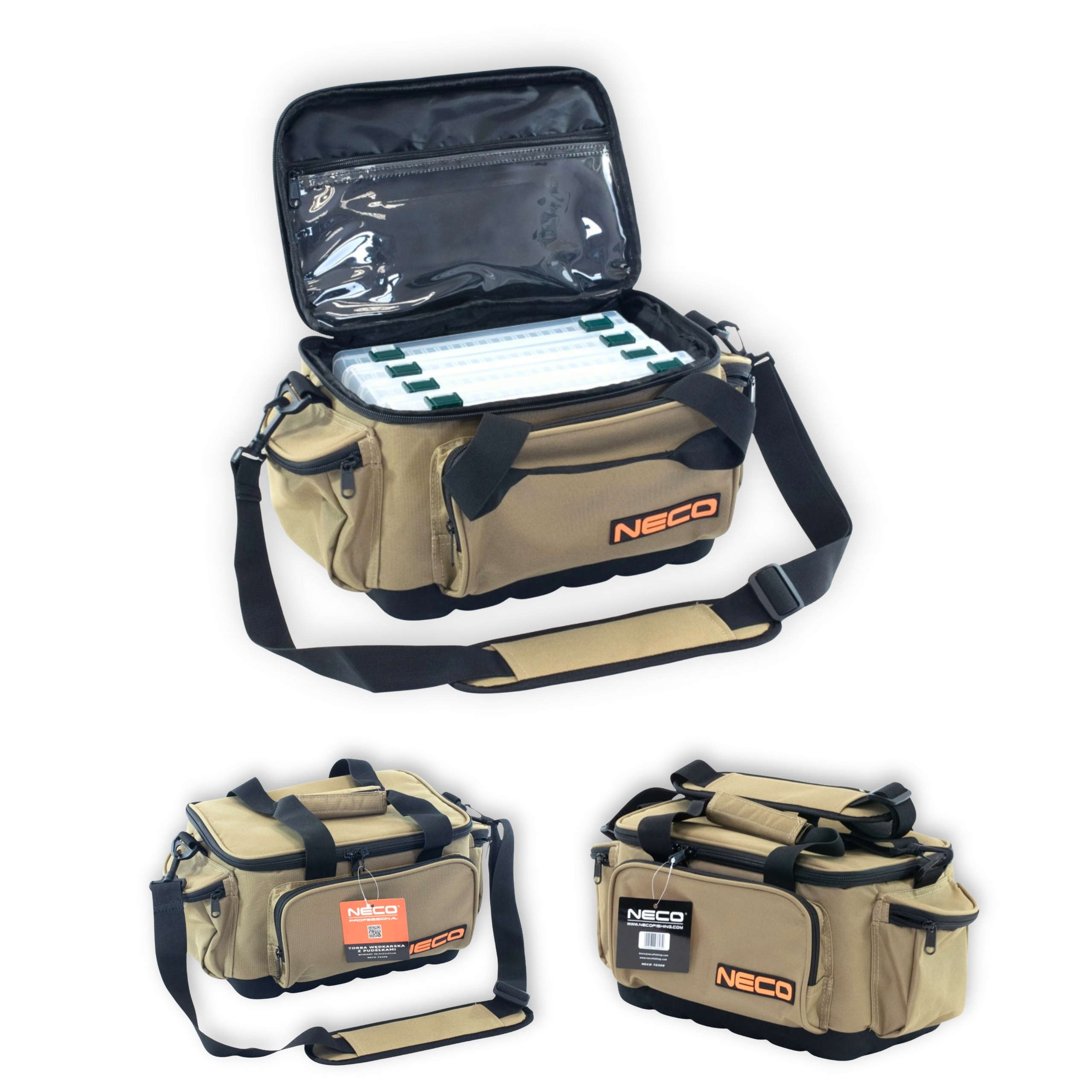 Torba Wędkarska Spinningowa Neco 13,5L 4 Pudełka Wodoodporna