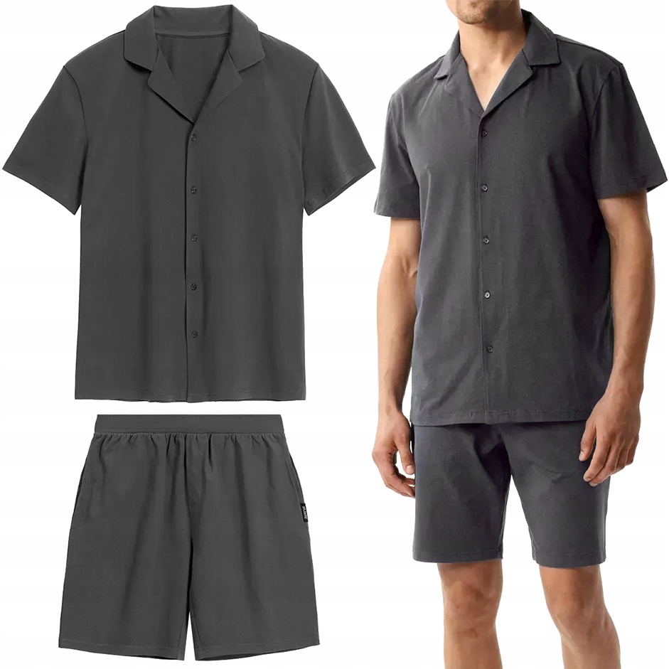 Pánské bavlněné Pyžamo Atlantic BNMP-003 krátké elegantní s Košilí XL