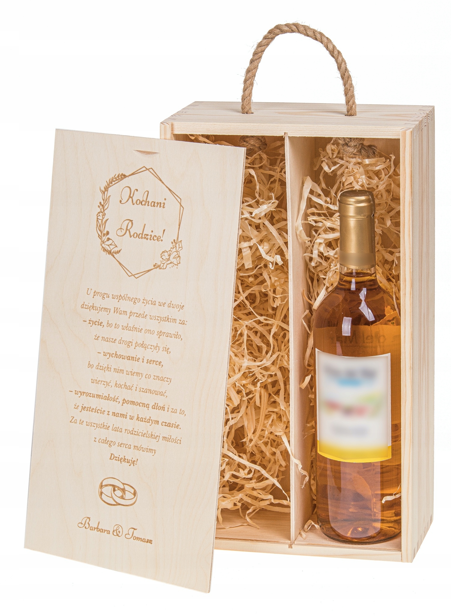 

Podziękowanie dla Rodziców Skrzynka na Wino Ślub!!
