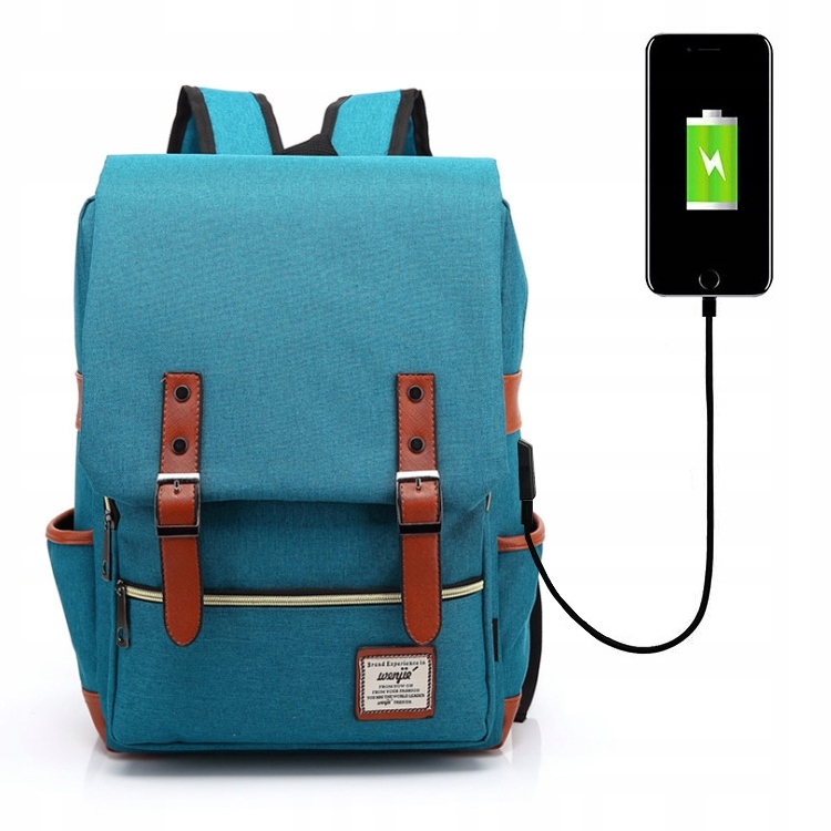 

Modny plecak Oxford na laptopa 15 turkusowy z Usb