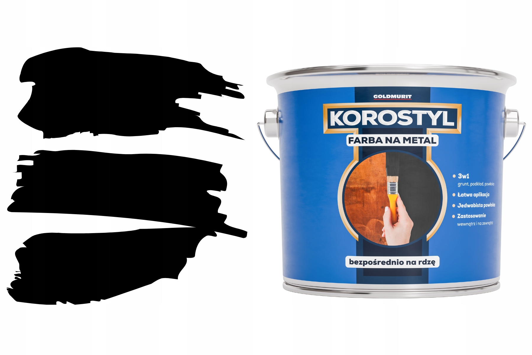 Farba na Metal 3w1- Bezpośrednio na Rdzę Czarny Ral 9005 2,5l