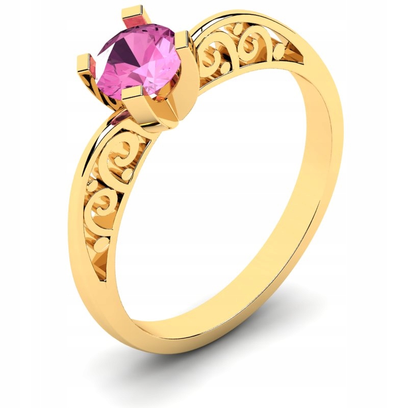 

Pierścionek Złoty Zaręczynowy Z Różową Cyrkonią