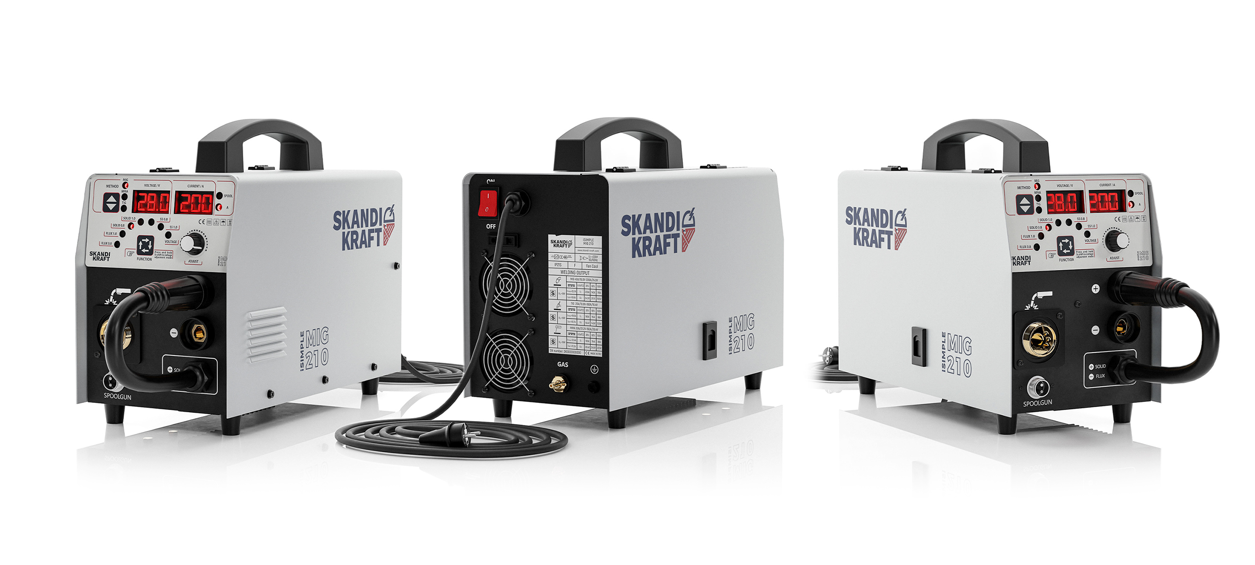 PÓŁAUTOMAT SPAWALNICZY SKANDI KRAFT MIG 210 MMA TIG 230V 200A SYNERGIA IGBT Stan opakowania oryginalne