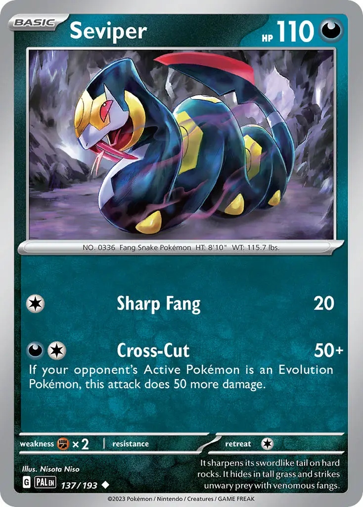 Oryginalna Karta Pokemon Seviper (pal 137) Reverse Holo