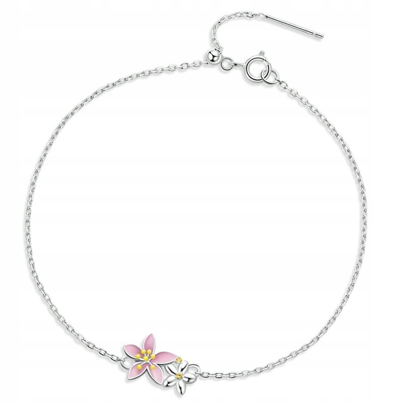 Stříbrný náramek Dámský náramek Růžová květina Stříbro 925 Trusky