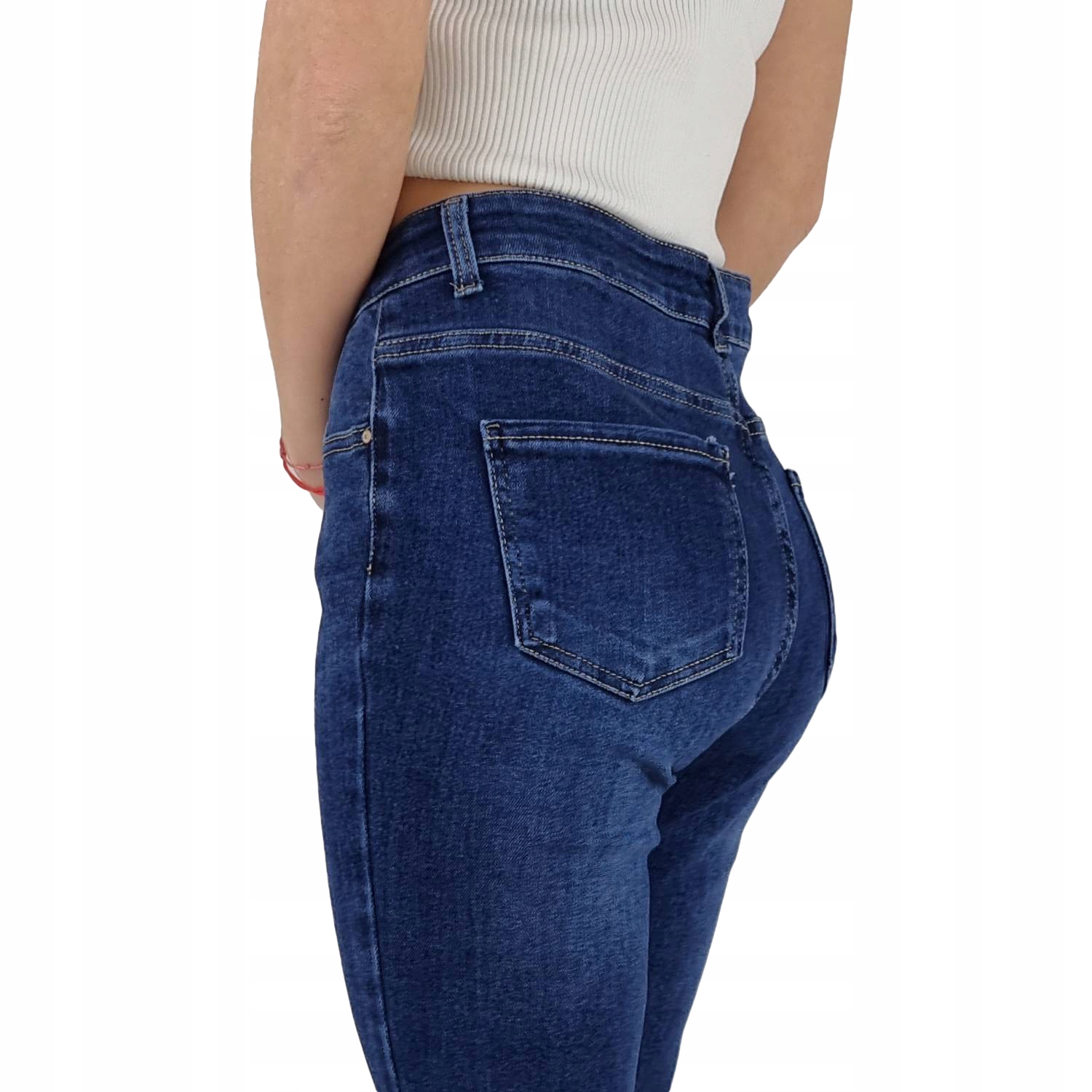 Damskie Spodnie Jeansowe Klasyczne Wyszczuplające Plus Size Blue