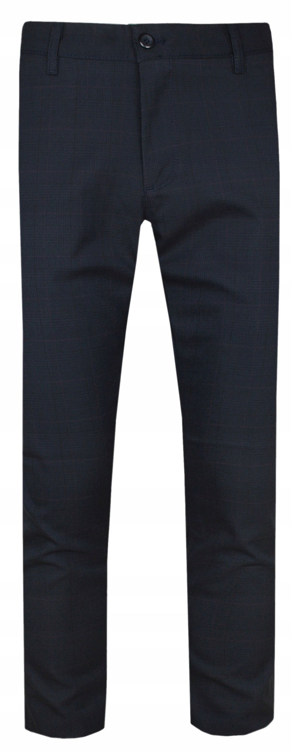 Elegantní kalhoty Slim Fit –rigon – Tmavě modrá, Jemná Mřížka – 31/34