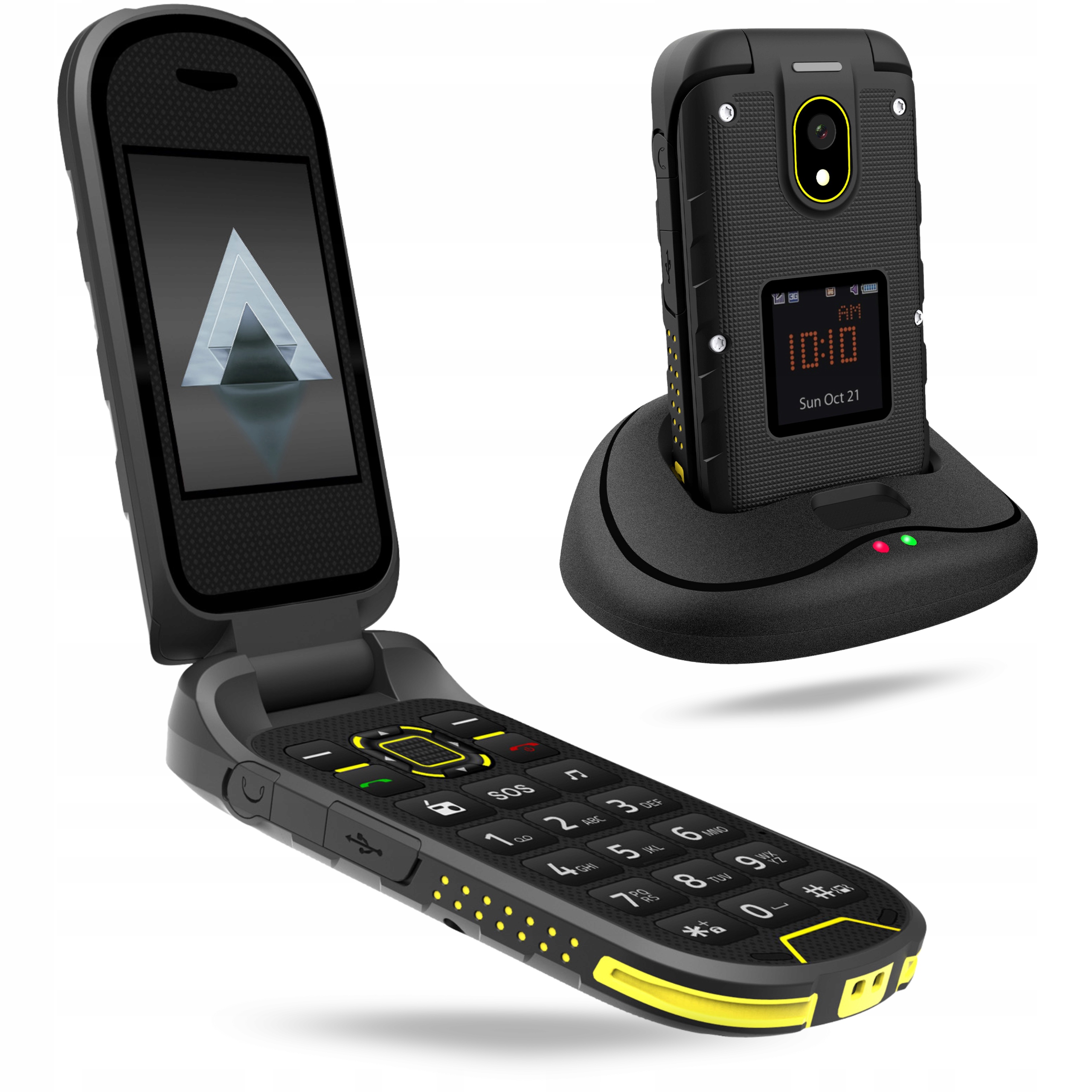 Hammer Dig Lte 4G Pancerny Telefon Komórkowy Z Klapką Baza Ładująca Zestaw