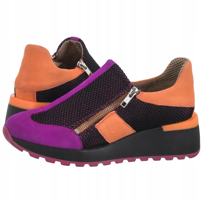 Dámské kožené polobotky Maciejka černé/růžové 06853-15/00-7