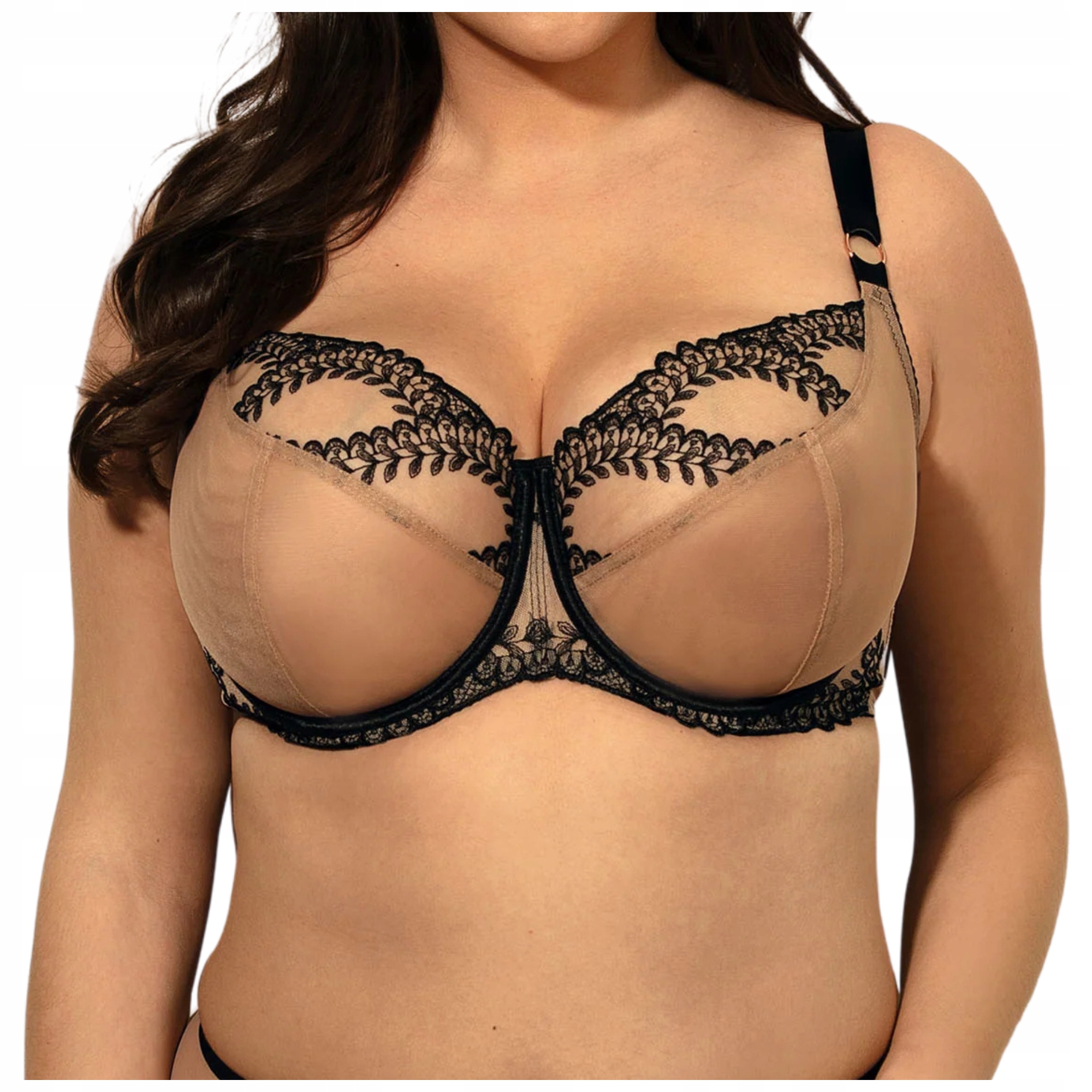 Měkká měkká podprsenka pohodlná Ewa Bień Ofra B171 béžová černá 70J