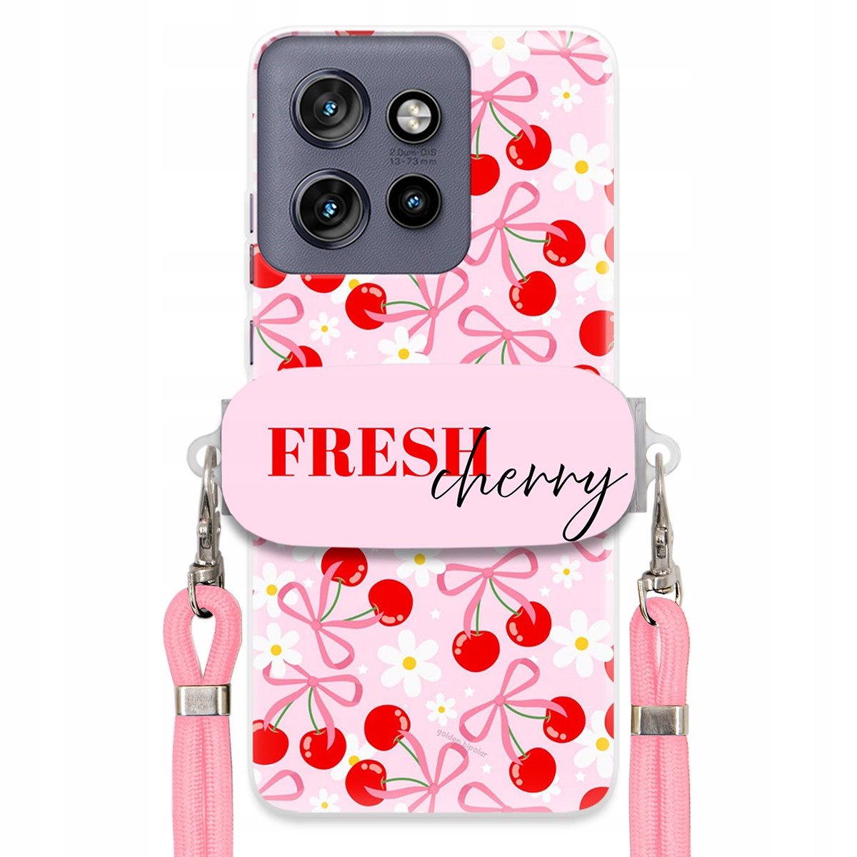 Puzdro pre Motorola Edge 50 Neo Case Držiak šnúrok Ružový Fresh Cherry Kokardy