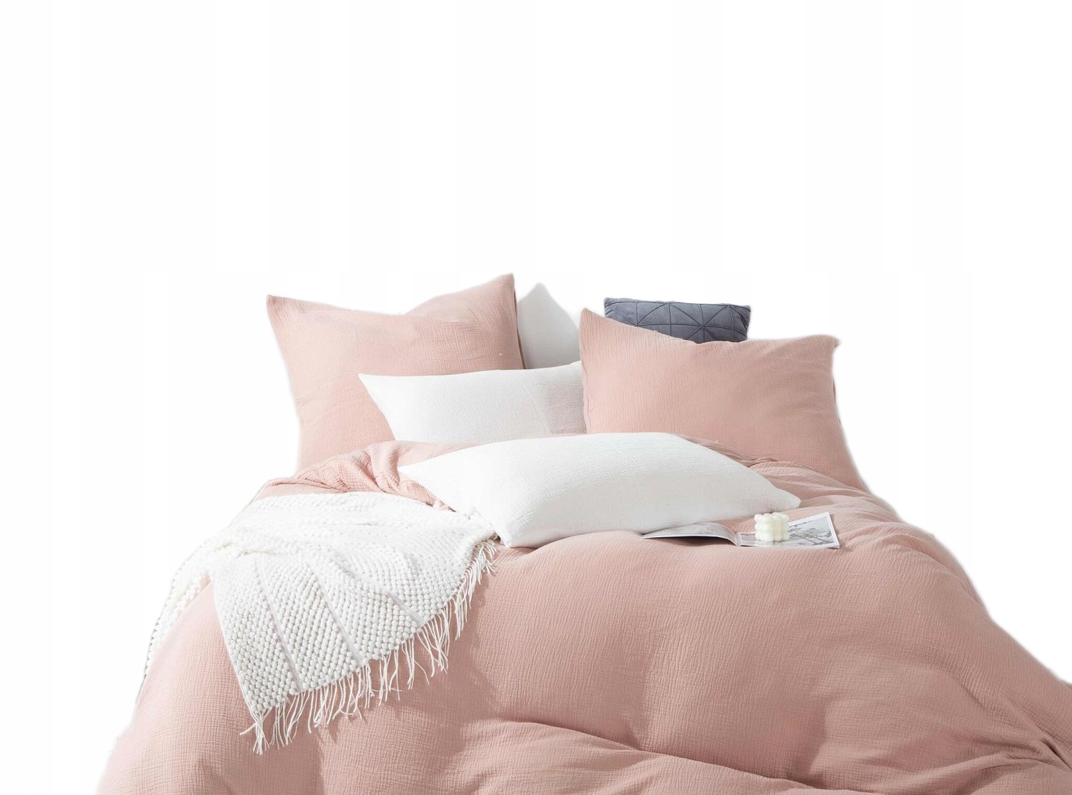 Posteľná Bielizeň mušelínová 220x200 cm púdrová 100 % bavlna komplet Siin