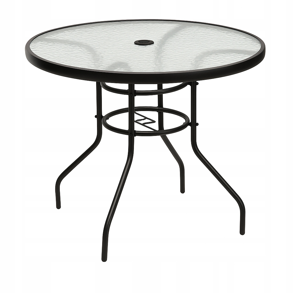 Stół Ogrodowy Szklany Stolik Kawowy Okrągły Fi80CM Na Balkon Taras Ogród