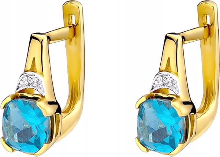 Zlaté náušnice s anglickým topazem 585, elegantní design pro ni 14k