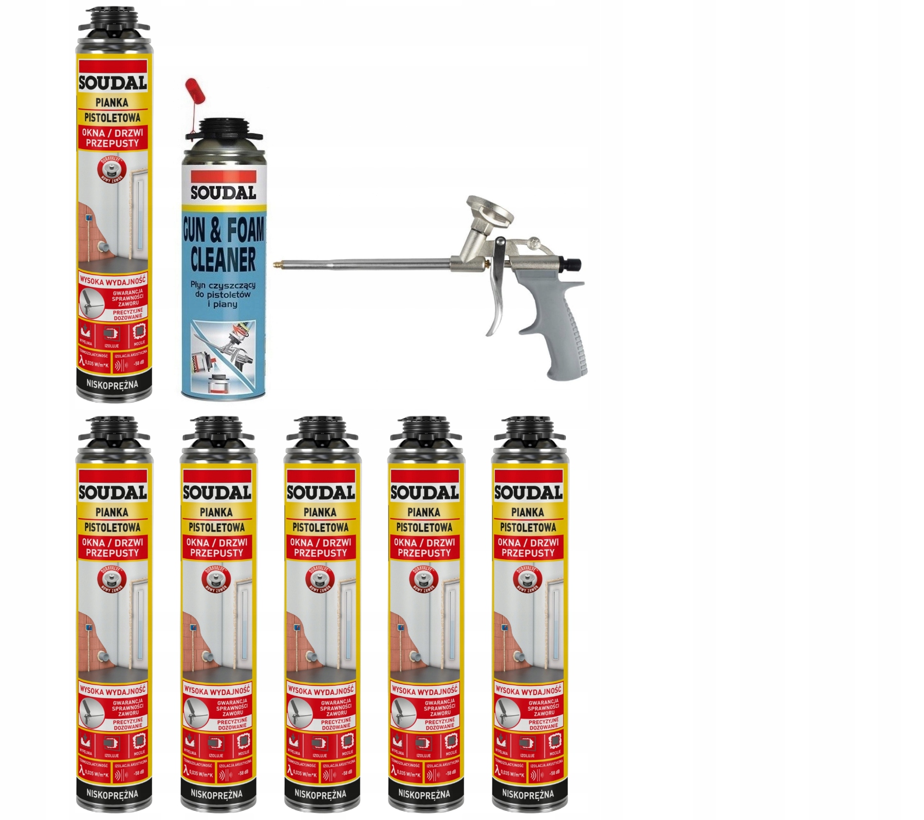 Soudal Sada pištoľovej peny 121105 6ks tekutina GUN/pištoľ FG-STD15