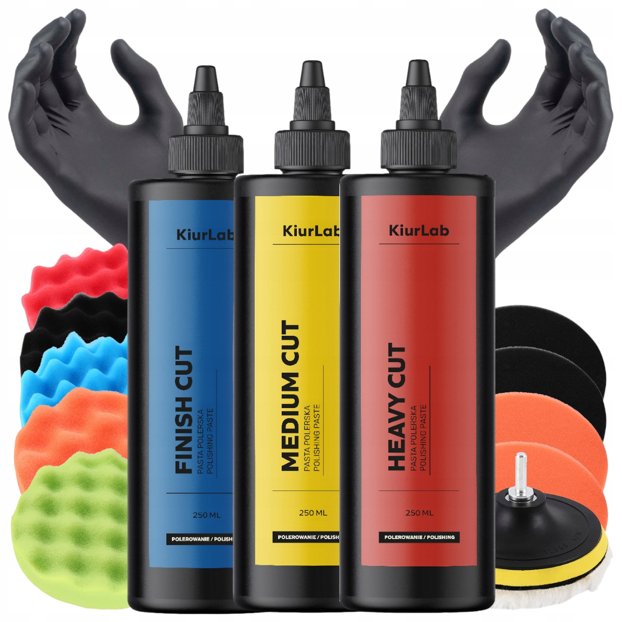 Zestaw 3x Pasta Polerska Kiurlab Do Polerki Lakieru Heavy Cut+medium+finish