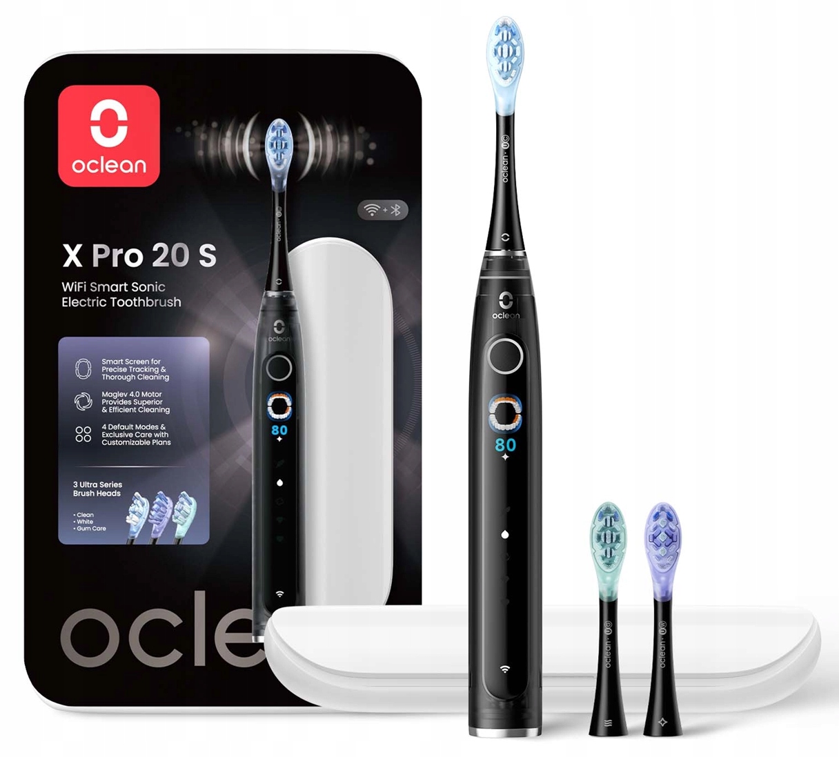 Szczoteczka soniczna Oclean X Pro 20 Set Czarna Akumulatorowa 3 Końcówki
