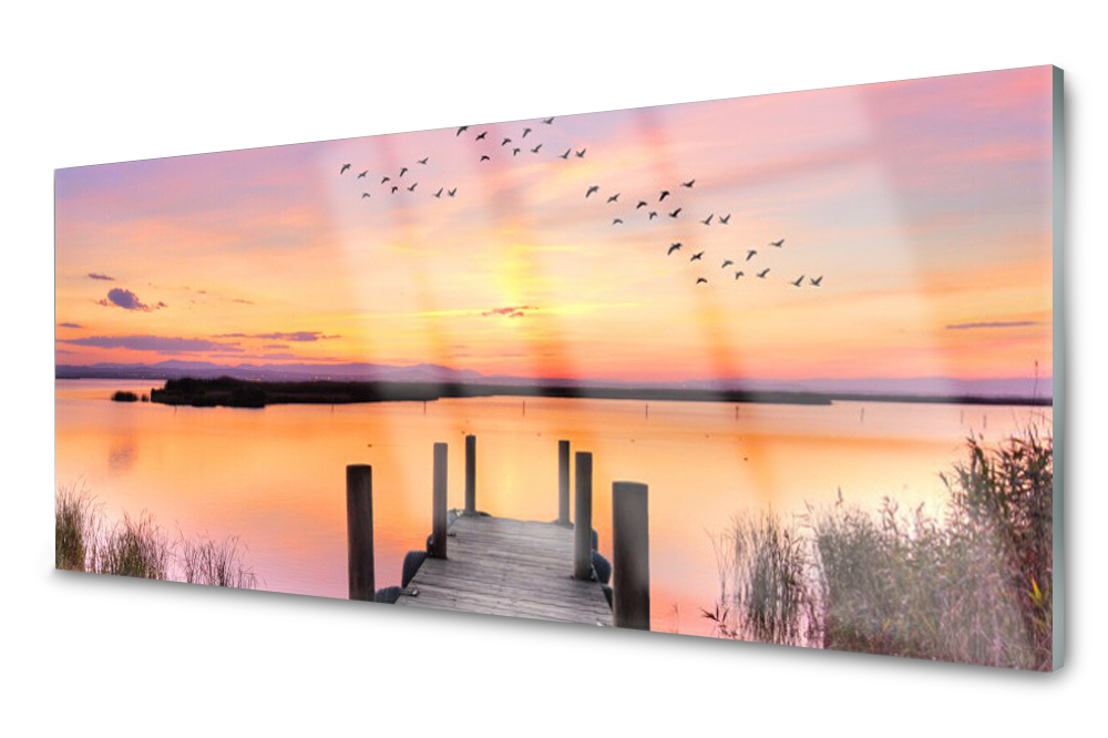 Sklenený panel do kuchyne Mólo Západ slnka 125x50