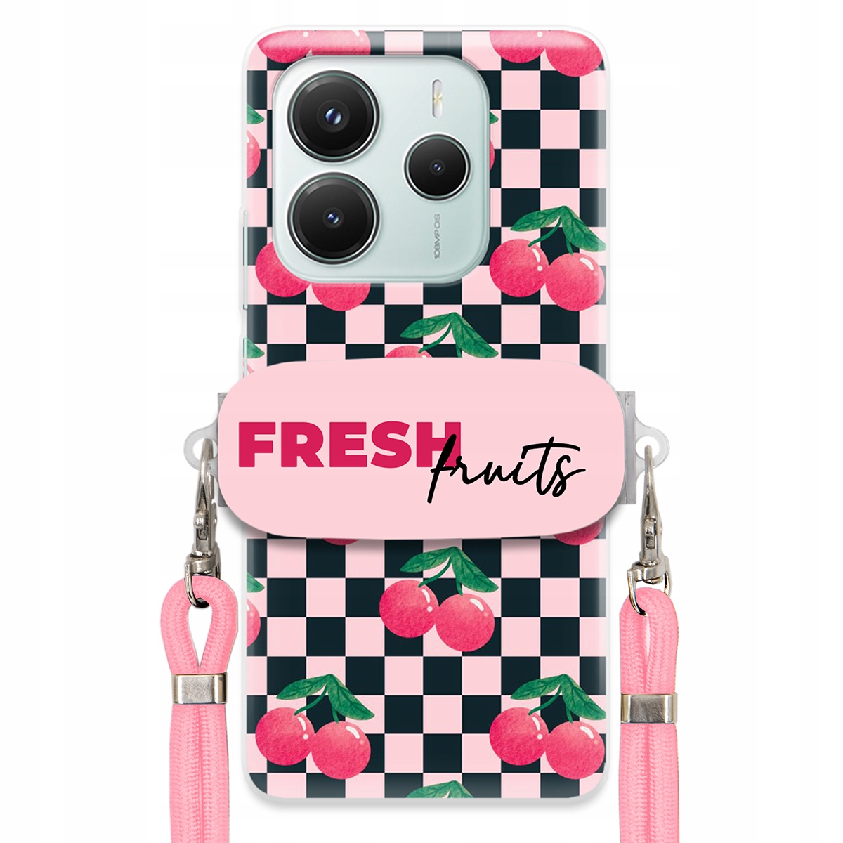 Puzdro pre Xiaomi Redmi Note 14 5G Ružové vodítko praktický držiak Fresh Fruits